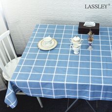 【LASSLEY】日式防水桌巾-方形135X135cm(台灣製造-正方形茶几巾｜餐桌巾｜格紋桌布)