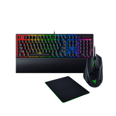 【加購滑鼠墊】RAZER 雷蛇 《黑寡婦幻彩版 V3 鍵盤 黃軸》+《巴塞利斯蛇 V3 電競滑鼠》