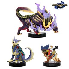 NS Switch Amiibo 玩偶 公仔《魔物獵人：崛起》怨虎龍＋隨從加爾克＋艾路 (一組三入)