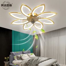 XINGMU興沐燈飾 花朵客廳隱形風扇燈 dc變頻電風扇 90w吸頂隱形智能吊扇一體燈 FS5052