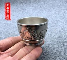 白銅酒杯茶杯浮雕大像小象