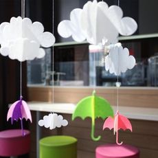 韓國官網同款不織布立體云朵小雨傘櫥窗幼兒園布置少女心房間裝飾1入
