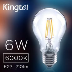 【KINGTEL】LED經典燈絲球泡燈6W-清光