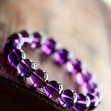 天然紫水晶手鍊男女款烏拉圭深紫正品紫水晶手鍊8mm