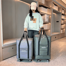 【可拆萬向輪折疊行李袋】 二層擴展旅行袋 行李拉桿包 大容量行李袋 收納袋 旅行包