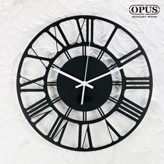 歐式鐵藝時鐘《羅馬數字-經典黑》 裝飾藝術掛鐘 餐廳客廳臥室壁掛壁飾 靜音壁鐘【OPUS東齊金工】