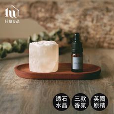 【好物良品】木質托盤款_天然晶石精油擴香石香氛禮盒 室內無火香薰石 交換禮物 辦公桌裝飾品 ｜K52