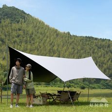 【好玩旅物】六角款_5-8人戶外露營遮陽防水大尺寸黑膠天幕帳篷  露營外帳客廳帳 炊事帳｜E53-2