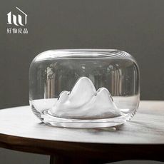 【好物良品】純手工雪山造景造型高透光玻璃山形魚缸 桌面擺飾飾品｜L24