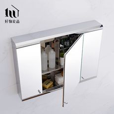 【好物良品】100x70x13cm掛牆式三開門極簡304不鏽鋼浴室收納鏡櫃  浴室收納｜Z06