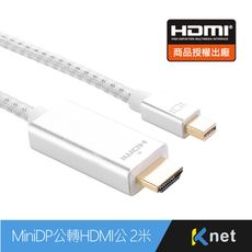 MiniDisplay公 轉HDMI公影音傳輸線 2米1080p 60Hz
