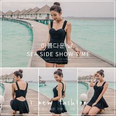 現貨氣質顯瘦兩件式鋼圈 泳衣 bikini 多件式兩截式歐美韓國女生大尺碼小胸爆乳集中黑色泳衣