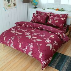 LUST生活寢具【普羅旺紅】100%純棉、雙人5尺精梳棉床包/枕套/舖棉被套組、台灣製