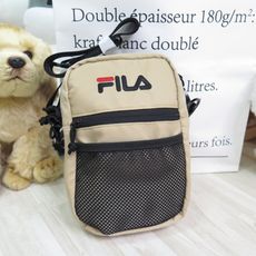 fila 網袋夾層側背包 小包 斜跨包 肩背包 bmv7009kk 奶茶色 19x4x23cmisp