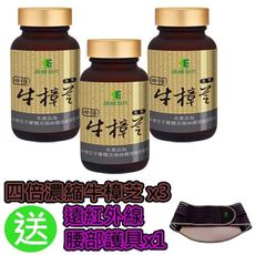 【佳節特惠】四倍濃縮牛樟芝(60顆X3罐)加贈遠紅外線腰部護具(裸裝)