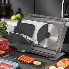 110V折疊式電動切片機 專利設計壓鑄鋁一體機 家用/商用切肉機 切菜機 肉卷切片機