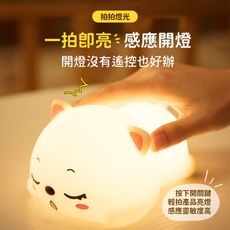 【耀麟國際】呼嚕貓拍拍燈 療癒系可愛造型拍拍燈 伴睡小夜燈 矽膠拍拍燈