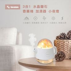 【耀麟國際】水晶鹽石茶壺加濕器 精油香薰機 夜燈擴香機 空氣淨化噴霧(白)