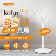 KOLIN歌林 14吋AC擺頭循環立扇 KF-SD2544，雙層迴旋扇葉 大風量，電風扇 電扇 涼風