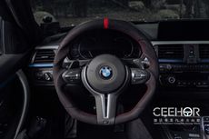 [細活方向盤] 全麂皮紅環款 BMW 寶馬 丁字褲 變形蟲方向盤 方向盤 造型方向盤 改裝