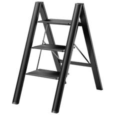 【三階鋁製踏板梯】摺疊梯 家用梯 免組裝 鋁梯 踏板加寬 三階鋁梯 多功能扶樓梯