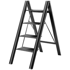 【四階鋁製踏板梯】摺疊梯 家用梯 免組裝 鋁梯 踏板加寬 四階鋁梯 多功能扶樓梯