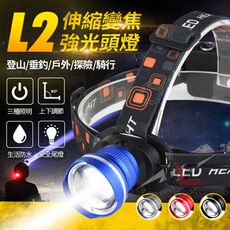 L2頭戴式強光變焦頭燈(送18650電池x2)