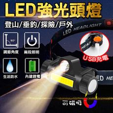LED強光頭燈 充電式 R2+COB+強磁+USB