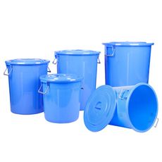 60L藍色多功能儲水桶附蓋垃圾桶 儲水儲物 垃圾桶 發酵桶 儲水桶 一桶多用