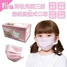 現貨 三層加厚靜電熔噴布高濾式兒童口罩  (50片/盒)粉色 口罩
