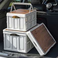 55L手提款木蓋摺疊收納箱(內含保溫保冷袋) 戶外折疊收納箱 摺疊箱 露營收納箱 折疊式收納