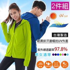 【MI MI LEO】台灣製 抗UV防曬運動吸排連帽外套 超值二件組