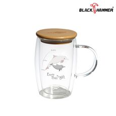 【義大利BlackHammer原廠】珍愛寶貝木蓋雙層耐熱玻璃杯520ml