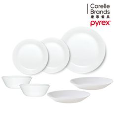 【美國康寧 Corelle】PYREX 全新系列純白餐盤7件組