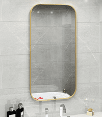 50*100cm 鏡子 壁掛鏡 全身鏡 浴室鏡北歐掛鏡圓角長方形金色衛浴鏡全身鏡壁掛洗手臺衛生間鏡子