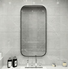 50*90cm 鏡子 壁掛鏡 全身鏡 浴室鏡 北歐掛鏡圓角長方形金色衛浴鏡全身鏡壁掛洗手臺衛生間鏡子