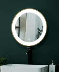 圓鏡 浴室鏡 帶燈鏡子80CM 圓形智能浴室鏡子 帶燈鏡 ins 化妝鏡廁所衛生間掛鏡墻壁帶燈鏡