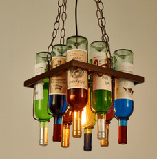 正方形30cm 復古燈 創意燈 吧台燈酒瓶吊燈美式復古創意個性酒吧餐館咖啡廳裝飾燈瓶子水吧吧臺吊燈