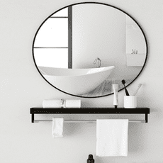 鏡子 圓鏡 70cm+置物架 浴室鏡 衛生間浴室鋁框圓鏡子 免打孔廁所洗漱臺壁掛掛墻化妝貼墻鏡置物架
