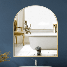 鏡子 化妝鏡 半圓鏡 40*70CM 北歐浴室鏡 壁掛鏡創意洗手間鏡藝術窗戶形橢圓形廁所鏡衛生間鏡子