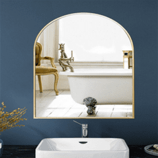 半圓鏡 橢圓鏡 60*90CM 北歐浴室鏡 壁掛鏡 創意洗手間鏡 藝術窗戶形橢圓形廁所鏡 衛生間鏡子