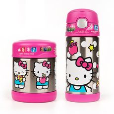 【美國膳魔師THERMOS】Hello Kitty凱蒂貓粉紅款 迪士尼不鏽鋼水壺食物罐組合