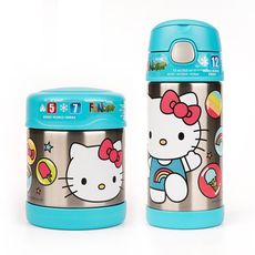 【美國膳魔師THERMOS】Hello Kitty凱蒂貓藍色款 迪士尼不鏽鋼水壺食物罐組合