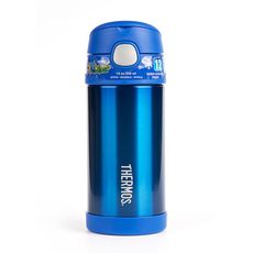 【美國膳魔師THERMOS】藍色不鏽鋼吸管水壺355ML