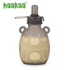 haakaa矽膠小熊飲水袋170ml-1入(可裝飲料/果泥/嬰兒食品)