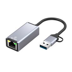 Type-C+USB網路轉接器HC-72Q 1000M轉接線 雙頭設計 RJ45孔 外接網路孔 網口