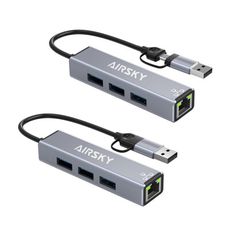 AIRSKY四合一Type-C+USB網路轉接器HC-78 100M轉接線 雙頭設計 USB擴充