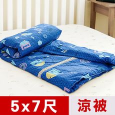 【米夢家居】原創夢想家園-台灣製造-100%精梳純棉雙面涼被5*7尺(深夢藍)