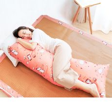 【奶油獅】森林野餐-台灣製造-讓你抱抱等身夾腿長形雙人枕/孕婦枕-50x150cm(橘紅)