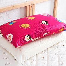 【奶油獅】同樂會系列-100%精梳純棉信封式標準枕通用枕頭套(莓果紅)